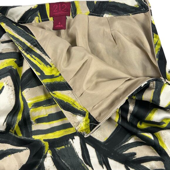 212 Collection Misses Silky Construction Abstract Leaf Pattern Lined Skirt Sz 4 - Picture 3 of 9